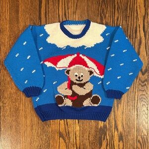 Vintage Homemade Hand Knit Teddy Bear Sweater
